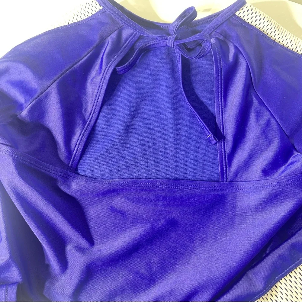Art Class Girls Sheer Panel Long Sleeve Cropped 2-Piece Swimsuit -Size L (10/12)